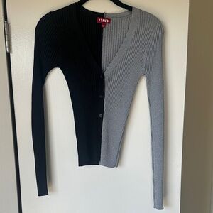 STAUD Two-Tone Black and Gray Cardigan